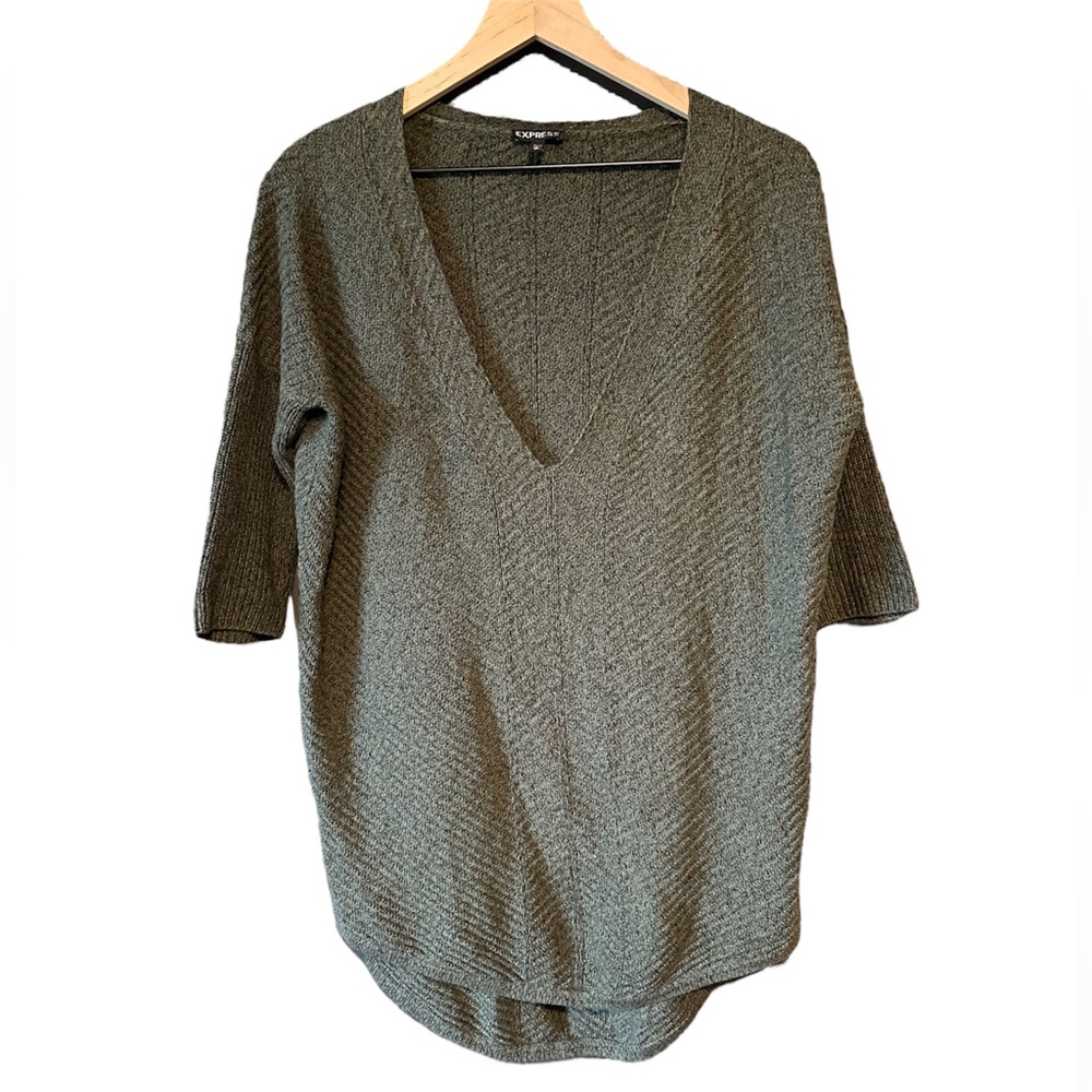 Express Navy Green Short Sleeve Over-Sized Top SIZE SP